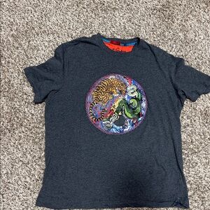 Robert Graham Charcoal Tee with Tiger and Snake Graphic